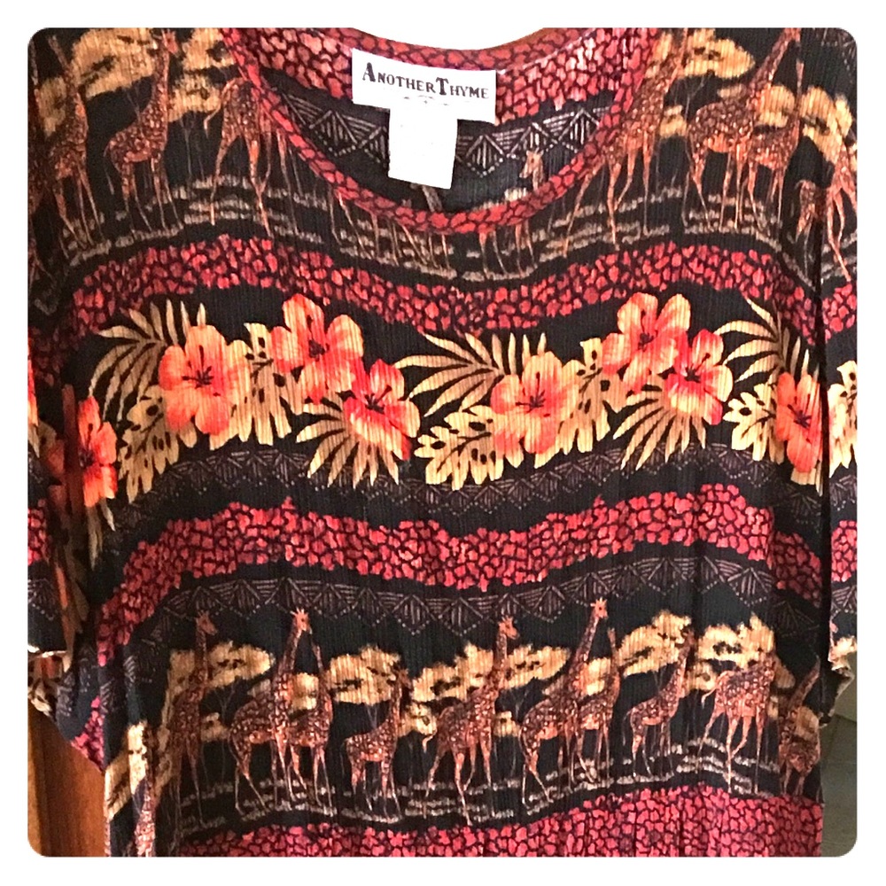 Safari Giraffe/floral print midi dress.